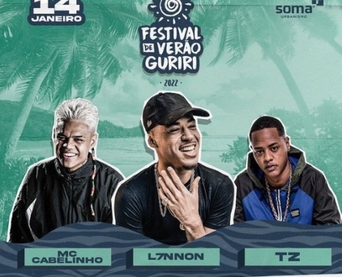 Mc Cabelinho, L7nnon e TZ no festival de verao guriri es