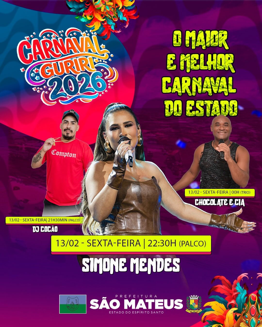 Programação carnaval guriri 2026 13-02