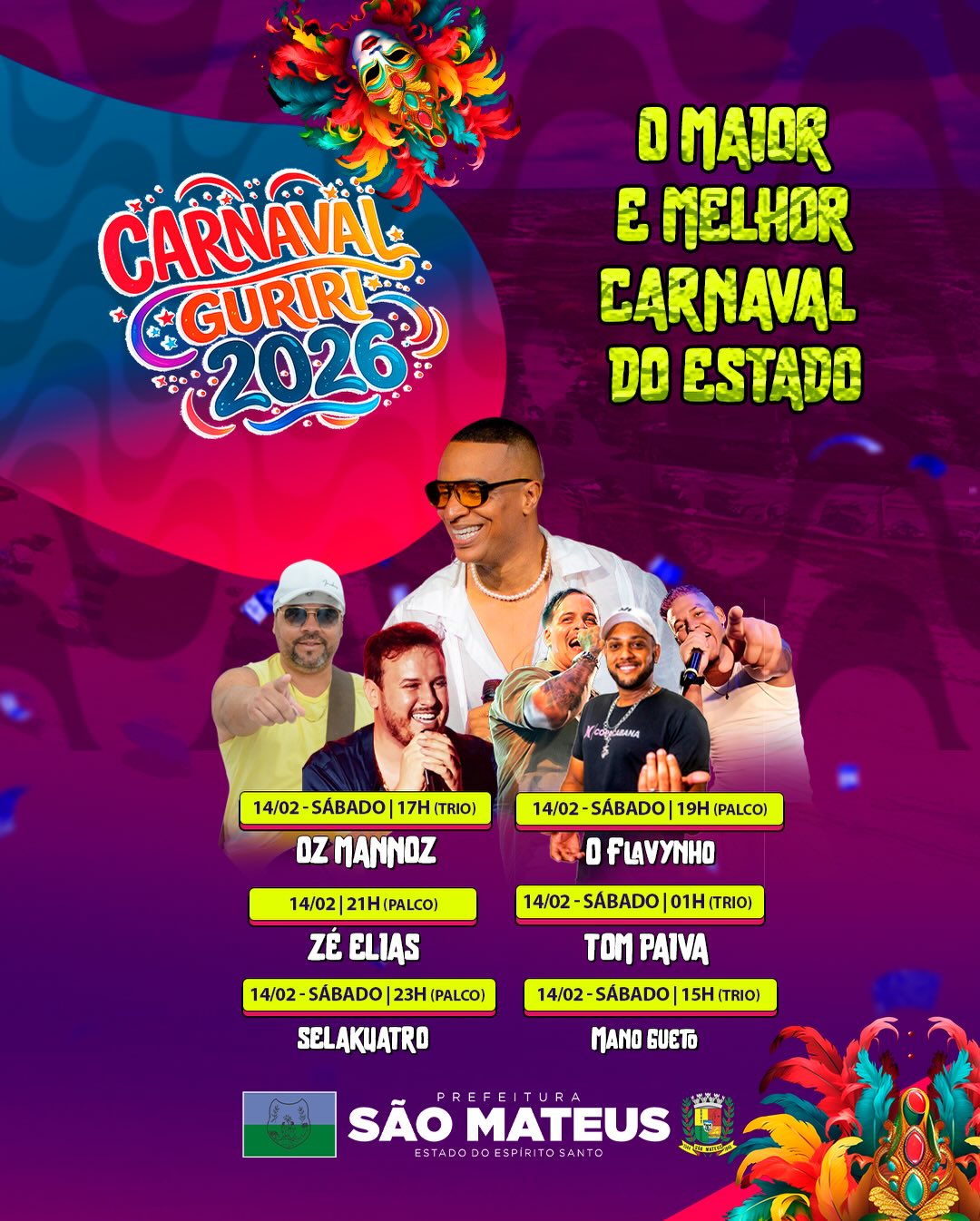 Programação carnaval guriri 2026 14-02