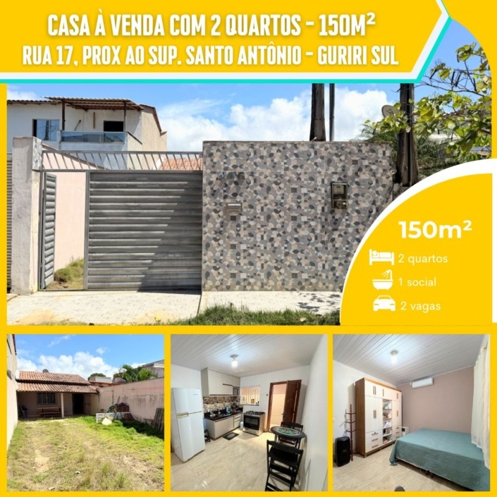 CASA à VENDA COM 2 QUARTOS – 150M² NA RUA 17 GURIRI SUL (1)